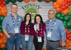 The team and booth of Trinity Fruit are looking very festive. Dominic DeFrancesco, Jackie Nakashian, Angela Hernandez and Oscar Ramirez.