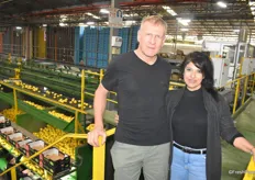 Oron Ziv and Ayelet Shuer of Bustan Fruit, manager of the packing house