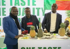 For pineapple from Benin, there are two main varieties, Sugar Loaf Green and cayenne lisse. The Sugar Loaf is green on the outside, good on the inside. Company is PMA with Chadrac Ahamide and  Philippe Aholou. 