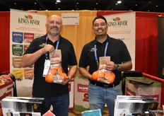 Duncan Marriott and Martin Garcia with Kings River Packing proudly show organic oranges. This family owned company has been in business since 1866 and this is the first year it offers organic citrus.