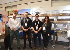 JBT had the three-tier berry packing line on display, it can be used in glasshouses to deliver the tray with the punnet. Scott Templeton, Nathan Spowart, Simon Di Benedetto and Andrea Strong.