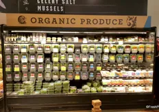 The refrigerated organic section was heavily stocked with pre-packaged salads and similar healthy meals.