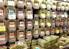 A close-up of the refrigerated organic section.