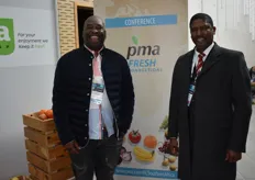 Anele Mtshemla, CEO of Wild Coast Foods, with Lukhanyo Nkombisa (left) of the Citrus Growers' Association Grower Development Company.