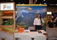 Alejandra Vargas Cuesta, representing Pacific fruits International in the Colombia pavilion.