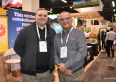 Justin Taylor and Evan Anglada of Aweta, a machine company working with sorting machinery that sorts based on the external and internal characteristics of a product.