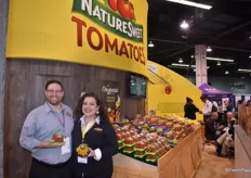 David Ferman and Lori Castillo of Naturesweet, holding their the Comet snacktomato, a new release this year.