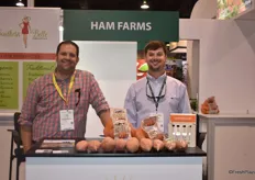 Josh Wright and Bryant Hill from Ham Farms. The company produces sweet potatoes year-round and works to be zero-waste by using their non-sellable products in innovative ways – such as turning it into yam vodka.