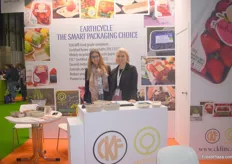 The stand of Earthcycle. On the picture are Rocio Elena and Fiona Meads.