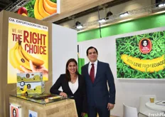 Maria Pía Escudero and Esteban Vela of Exportadora Del Sur, who package their bananas under the brand Dona Violeta.