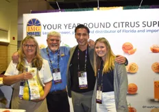 Barbara Baker, Scott Deyoe, Timothee Sallin and Sydney Allison of IMG Citrus, whose samples of their heirloom white grapefruit pieces and juice were very popular with visitors.