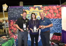 Matt Sumner, Lindsay Garcia and Jack Cain of Always Fresh Farms. The company is working with various new proprietary berry varieties: Malu, a new raspberry variety in production next year; Amelali, a new blackberry variety in production next year; and Evita, a new raspberry variety which is in production now.