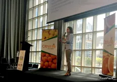 Alison MacGregor presenting on how Citrus Australia is addressing minimising MRLs.