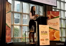 Citrus Australia's Mara Milner delivering results from the 2019 tree census.
