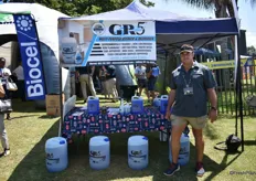 Julius Heyneke with the GR5 degreaser, a multi-purpose cleaning product.
