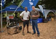 Clarence Malapana, research officer at Halls, with his Halls colleague Bobby Price, also chairperson of the South African Litchi Growers' Association.