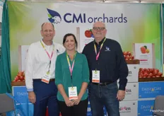George Harter, Rochelle Bohm and Robb Myers with CMI Orchards.