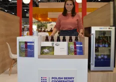 The Polish Berry Cooperative is comprised of three producing groups and export berries and juice to Europe. Agta Malkiewicz was at the stand.