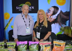 Charlie Eagle and Tracey Monahan with Southern Specialties. A selection of the company's main items this time of year include asparagus, snow peas, sugar snaps, and French beans. 