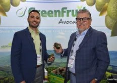 Giovannia Espinosa and Dan Acevedo with GreenFruit Avocados proudly show avocados from Colombia. 