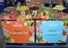 Tropical Paradise display at the booth of Melissa's. 