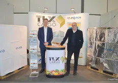 TLX Cargo were at Fruit Logistica for the first time with their pallet coverings which can help maintain temperature and also release ethylene. The cover can protect against wind and rain during times when pallets are out of the cold chain. Thomas Hunt and Tim Woodbridge were at the stand.