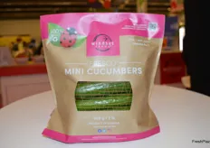 A new paper bag for cucumbers from Windset Farms. Both paper and fiber mesh are 100% recyclable.