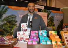 Kamal Zeewari with Natural Delights (Bard Valley Date Growers) proudly shows a range of new date products. 